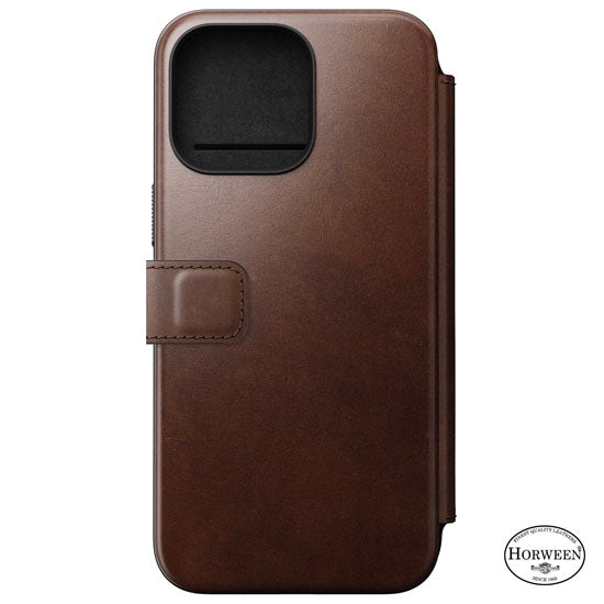 Folio de Cuero Modern Horween iPhone 15 Pro Max Marrón