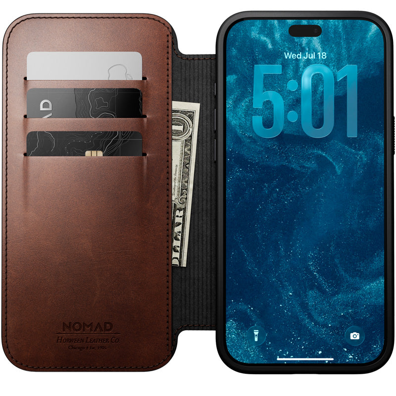 Folio de Cuero Modern Horween iPhone 18 Pro Max / 17 Pro Max Rustic Brown