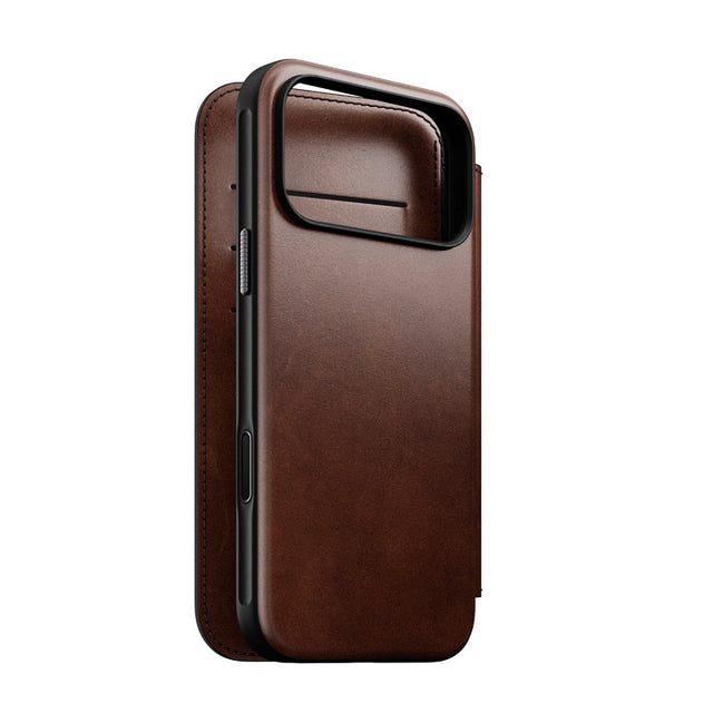 Folio de Cuero Modern Horween iPhone 18 Pro Max / 17 Pro Max Rustic Brown