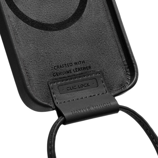 Correa de piel negra tipo "sling"