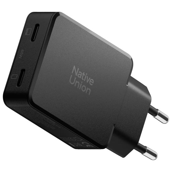 Cargador Pocket GaN 65 W USB-C doble, Negro