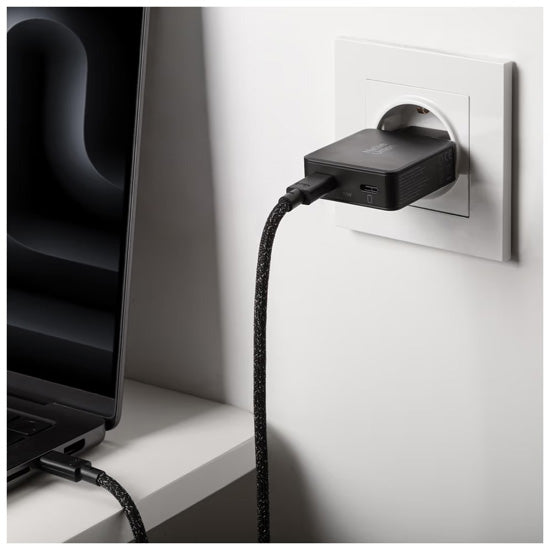 Cargador Pocket GaN 65 W USB-C doble, Negro