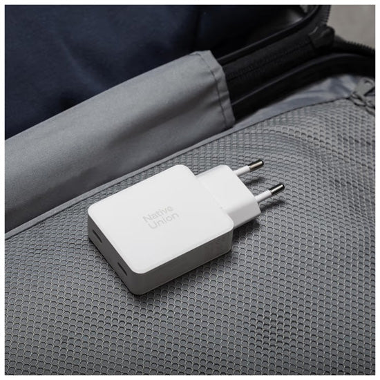 Cargador Pocket GaN 65 W USB-C doble Blanco