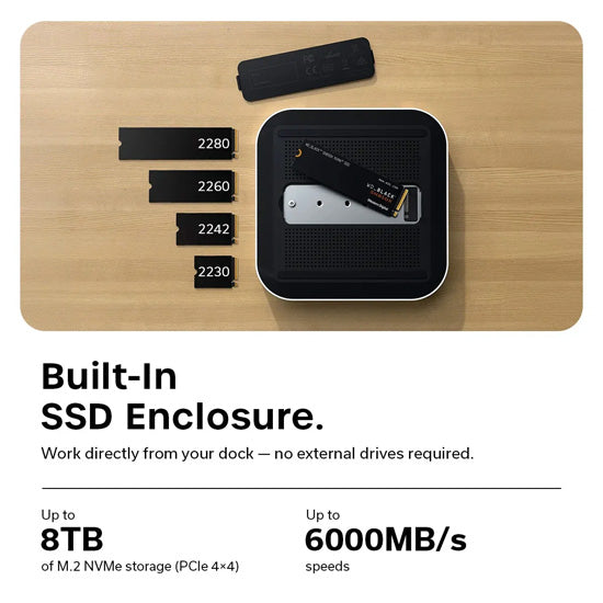 CubeDock™ Thunderbolt 5 con carcasa SSD Plata