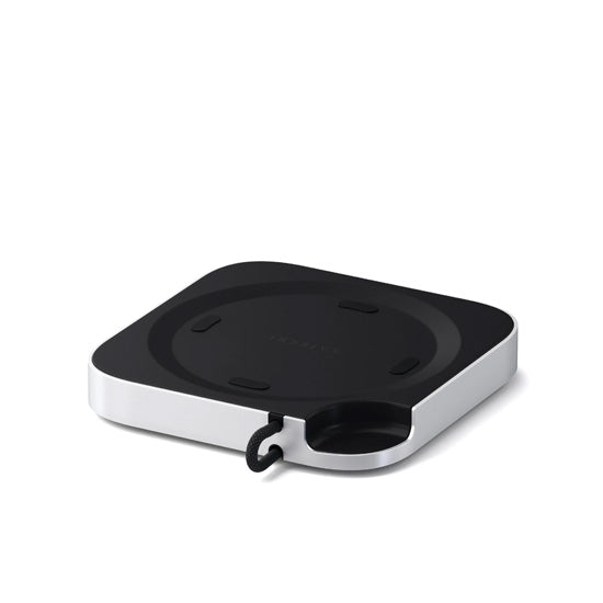 Soporte compacto y hub con enclosure SSD para el Mac Mini 2024, ofreciendo opciones de conectividad expandidas