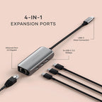 Hub USB-C 4 en 1 con Ethernet Gigabit 2.5 Space Gray
