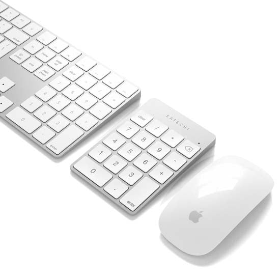 Teclado numérico Bluetooth recargable de aluminio Slim Plata