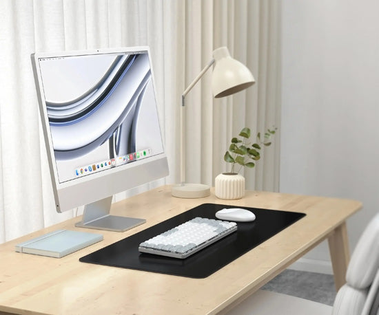 Alfombrilla de escritorio Premium de piel vegana Negro