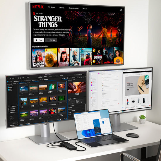 Adaptador multipuerto USB-C 13 en 1 con triple pantalla Negro