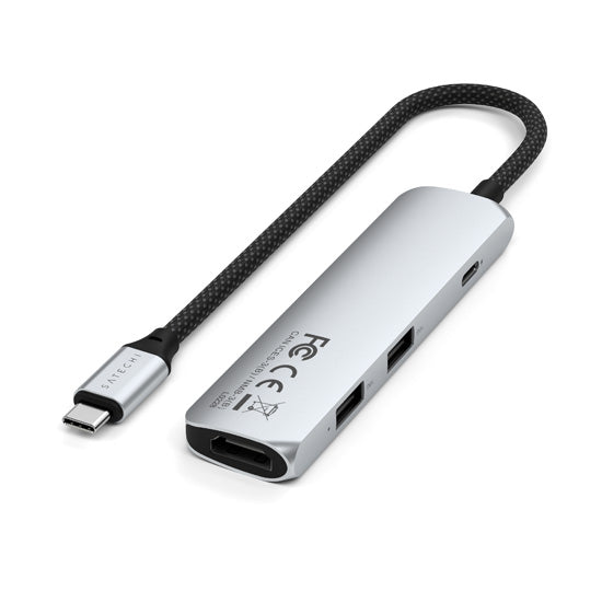 Adaptador multipuerto USB-C Slim 4 en 1 4K Plata