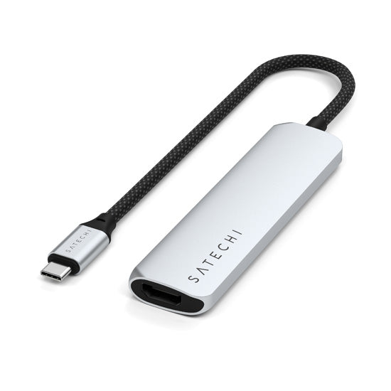 Adaptador multipuerto USB-C Slim 4 en 1 4K Plata
