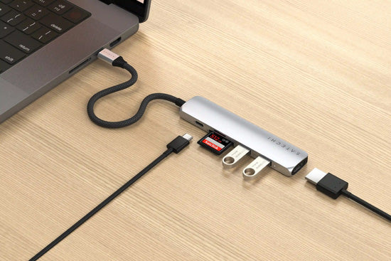Adaptador multipuerto USB-C Slim 6 en 1 Plata