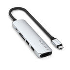 Adaptador multipuerto USB-C Slim 6 en 1 Plata