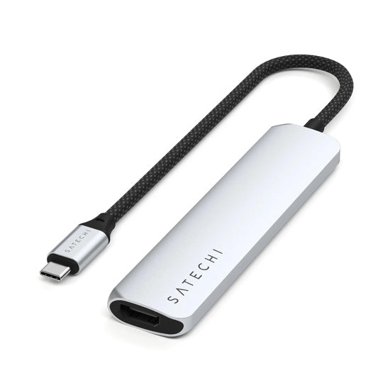 Adaptador multipuerto USB-C Slim 6 en 1 Plata