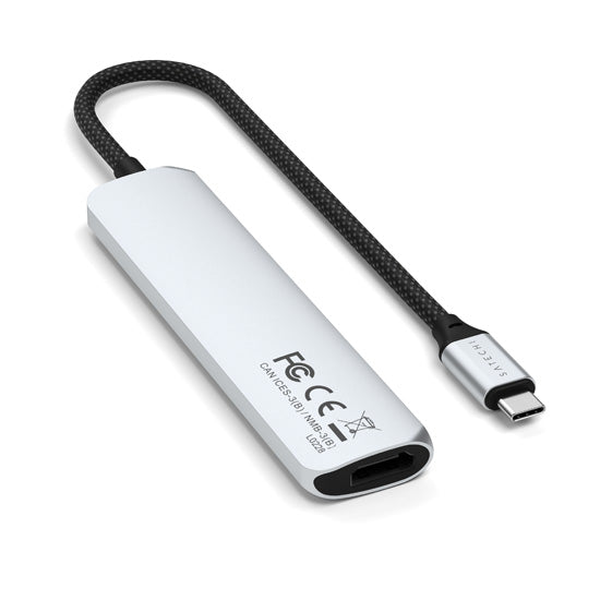 Adaptador multipuerto USB-C Slim 6 en 1 Plata