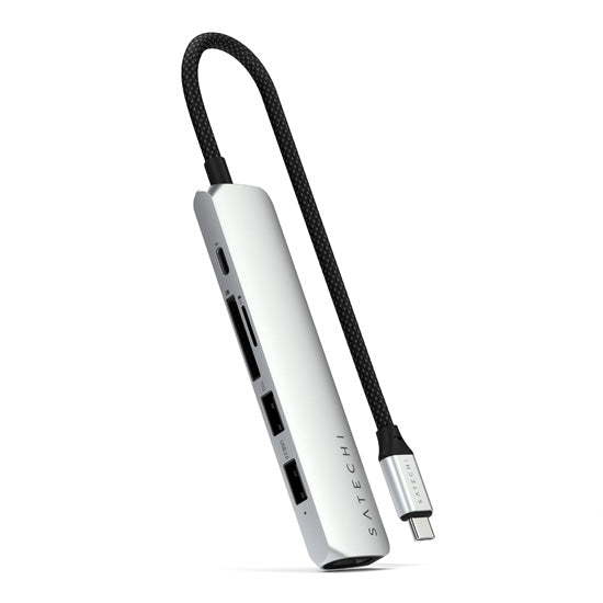 Adaptador multipuerto USB-C Slim 6 en 1 Plata