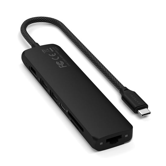 Adaptador Multiconector 6 en 1 con USB-C PD de 100W, USB-A de 10Gbps, HDMI 4K, Ethernet Gigabit y Lector de Tarjetas Micro/SD