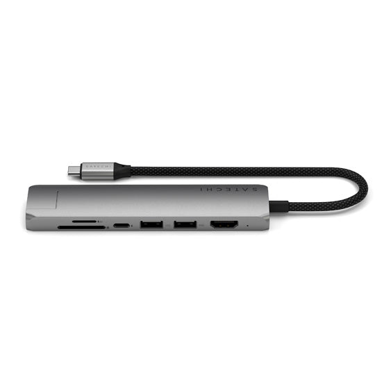 Adaptador multipuerto USB-C Slim 7 en 1 con Ethernet gris espacial