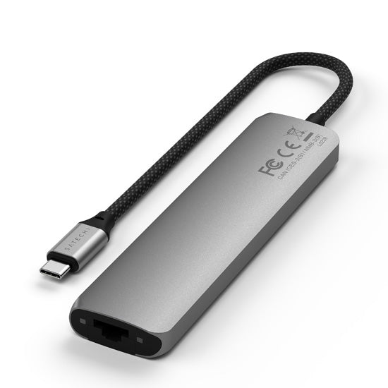 Adaptador multipuerto USB-C Slim 7 en 1 con Ethernet gris espacial