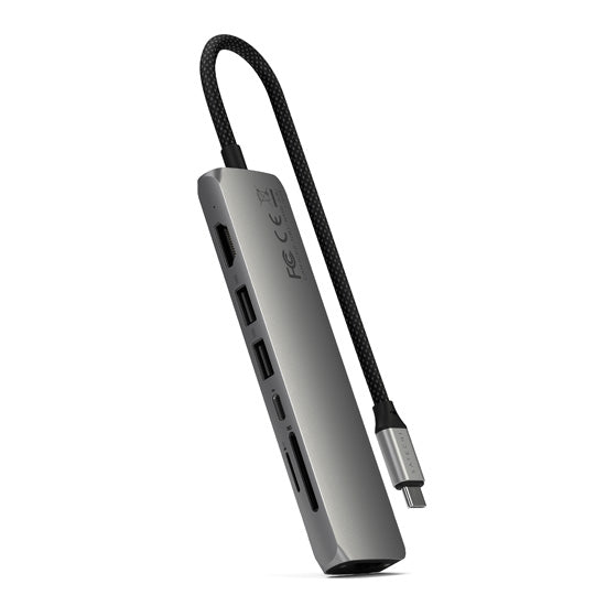 Adaptador multipuerto USB-C Slim 7 en 1 con Ethernet gris espacial