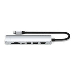 Adaptador multipuerto USB-C Delgado 7 en 1 con Ethernet Plateado