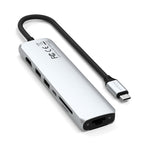 Adaptador multipuerto USB-C Delgado 7 en 1 con Ethernet Plateado