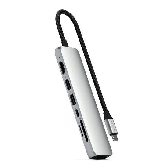 Adaptador multipuerto USB-C Delgado 7 en 1 con Ethernet Plateado