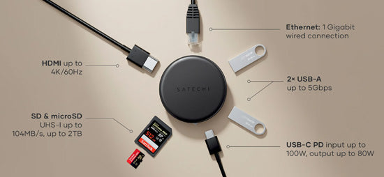 Adaptador multipuerto OntheGo™ 7 en 1 Negro