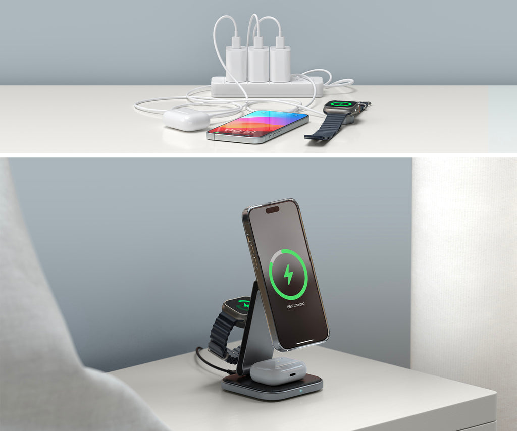 Cargador plegable 3 en 1 Qi2