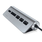 HUB USB 3.0 de Aluminio Type-C y Lector de Tarjetas Gris Espacial