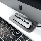 HUB USB 3.0 de Aluminio Type-C y Lector de Tarjetas Gris Espacial