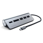 HUB USB 3.0 de Aluminio Type-C y Lector de Tarjetas Gris Espacial