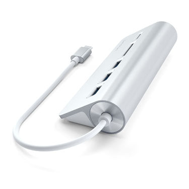 Hub USB-C de Aluminio y Lector de Tarjetas Plata