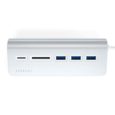 Hub USB-C de Aluminio y Lector de Tarjetas Plata