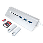 Hub USB-C de Aluminio y Lector de Tarjetas Plata