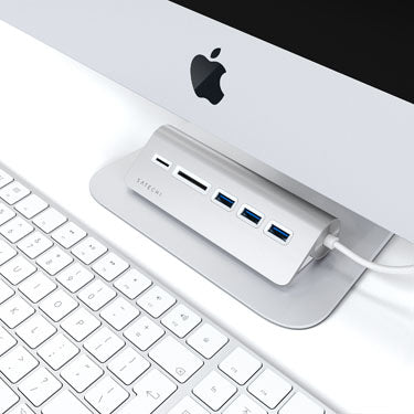 Hub USB-C de Aluminio y Lector de Tarjetas Plata