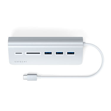 Hub USB-C de Aluminio y Lector de Tarjetas Plata