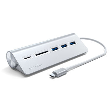 Hub USB-C de Aluminio y Lector de Tarjetas Plata