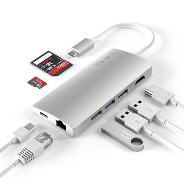 Concentradores USB-C 4K y Ethernet V2 Plata