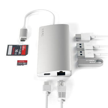 Concentradores USB-C 4K y Ethernet V2 Plata