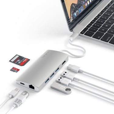 Concentradores USB-C 4K y Ethernet V2 Plata