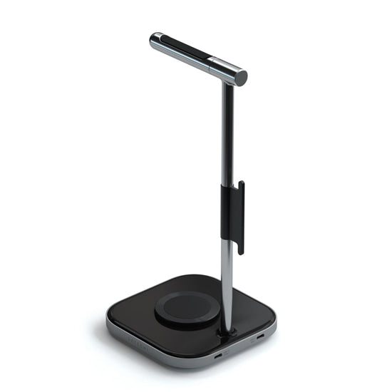 Soporte 2 en 1 para auriculares con cargador inalámbrico