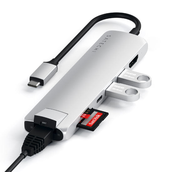 Adaptador USB-C Slim con Ethernet Plata