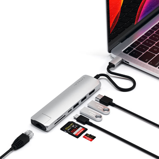 Adaptador USB-C Slim con Ethernet Plata
