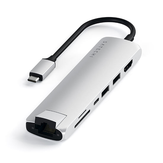 Adaptador USB-C Slim con Ethernet Plata