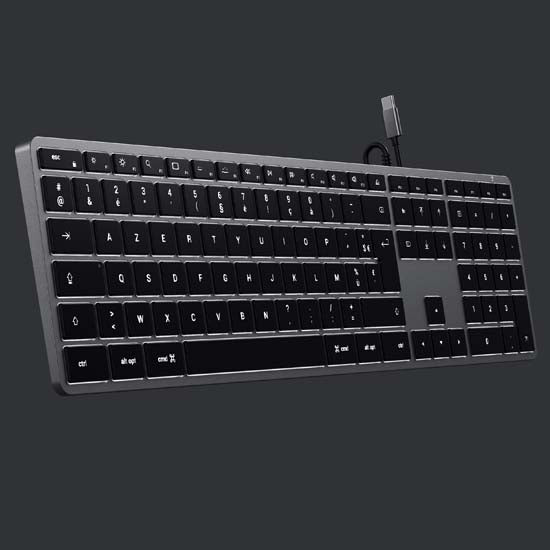 Teclado Slim W3 con cable USB-C AZERTY - Space Grey