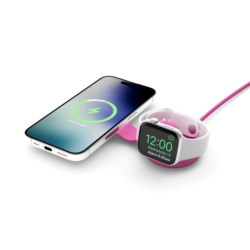 Cargador Butterfly SE 2 en 1 Qi2 MagSafe Translucend Fucsia