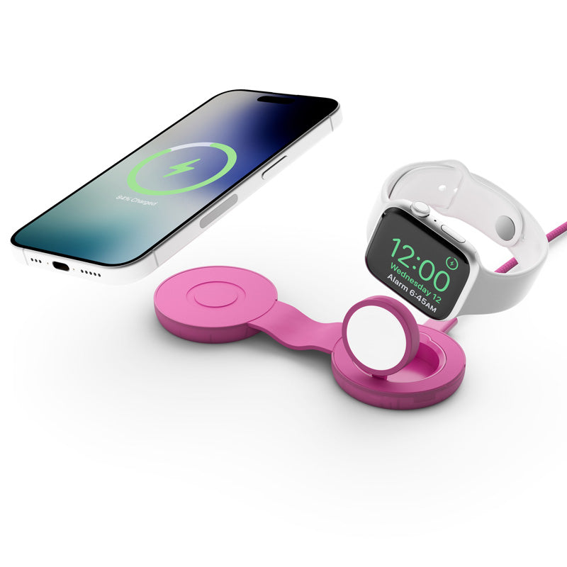 Cargador Butterfly SE 2 en 1 Qi2 MagSafe Translucend Fucsia