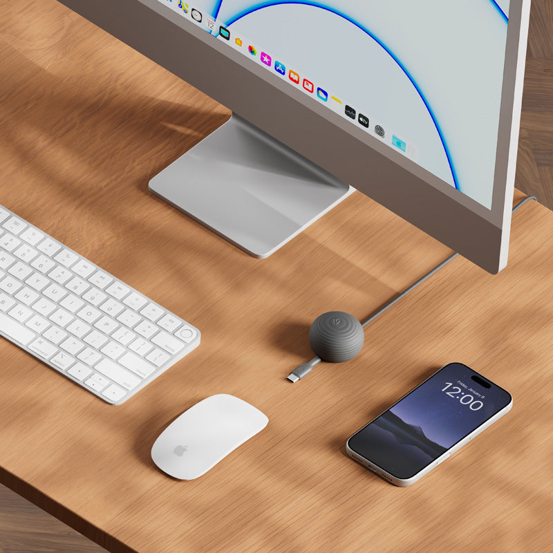 Cable CableStay USB-C (1,5 m) con base lastrada Slate