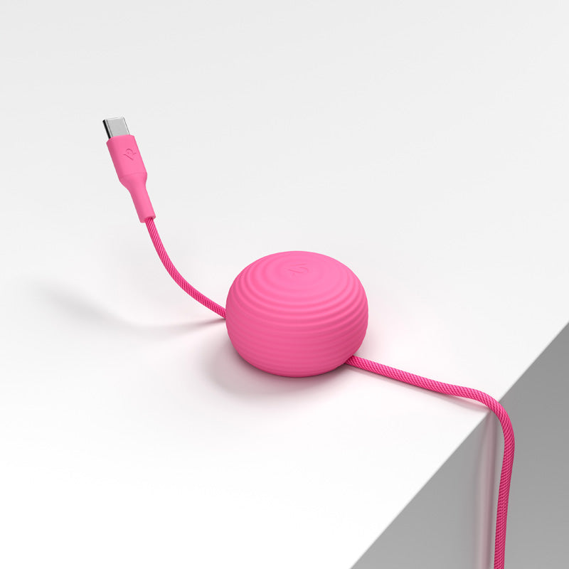 Cable CableStay USB-C (1,5 m) con base con peso Fucsia